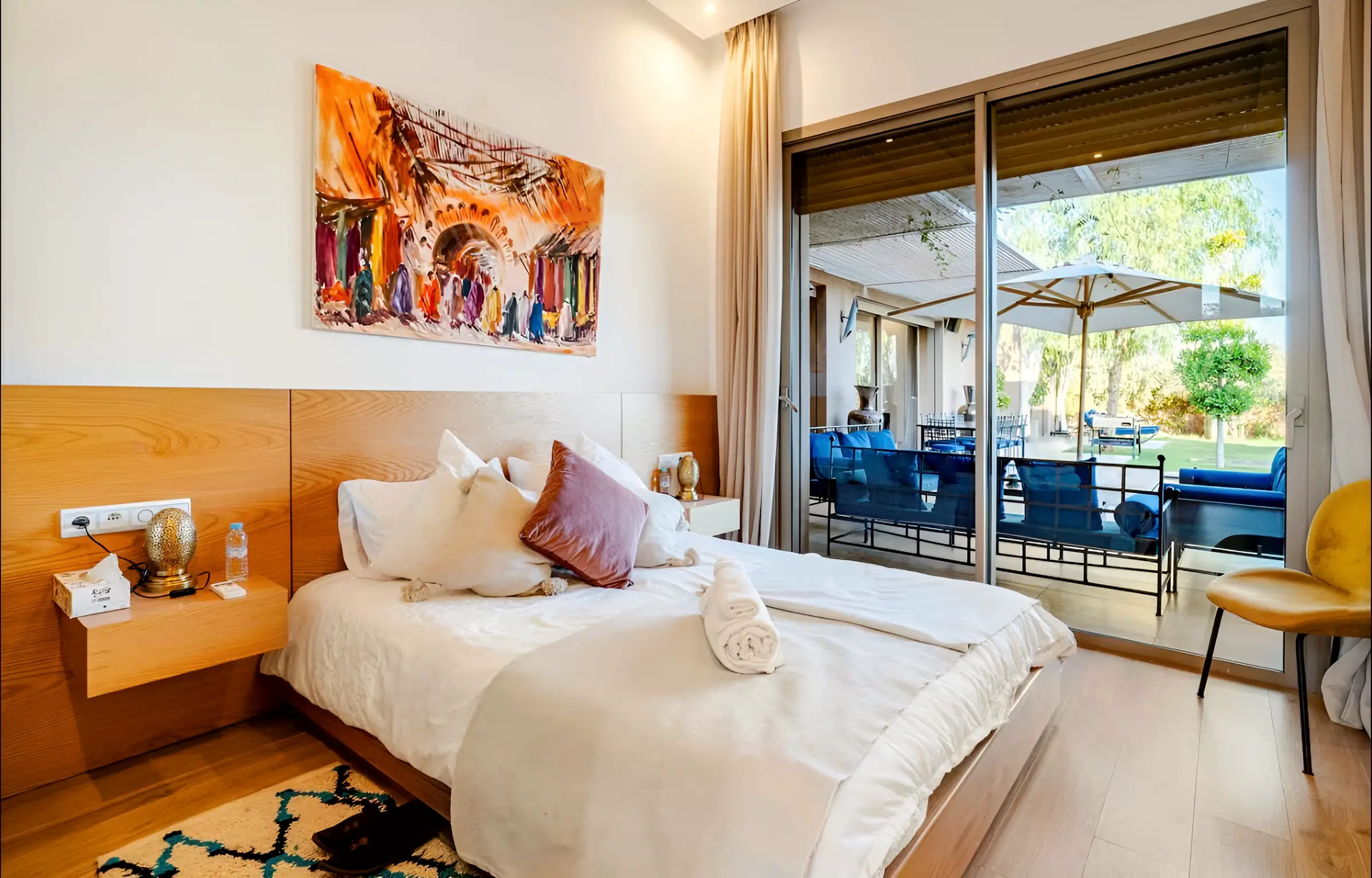 Chambre, vue terrasse, Villa Ma Mounia